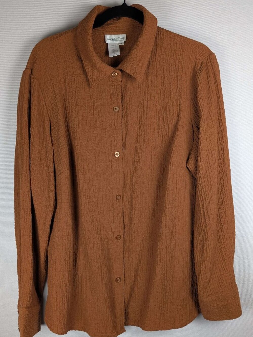 Vintage Coldwater Creek Long Sleeve Button-Front Puckered Style Blouse Sz 1X